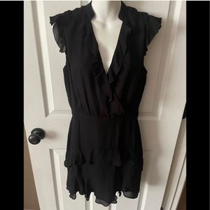 Black Parker tangia flutter sleeve cocktail dress